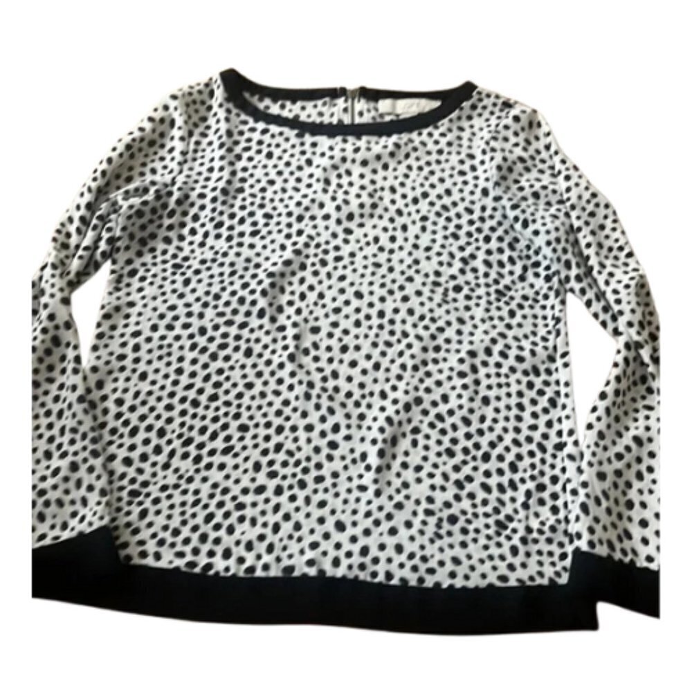 ANN TAYLOR LOFT Black and White Poka Dot Top XS Petite